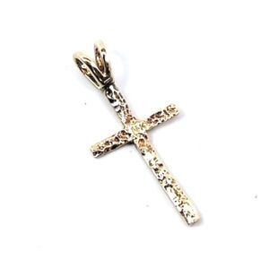 14K Yellow Gold Etched Design Split Bail Cross Pendant